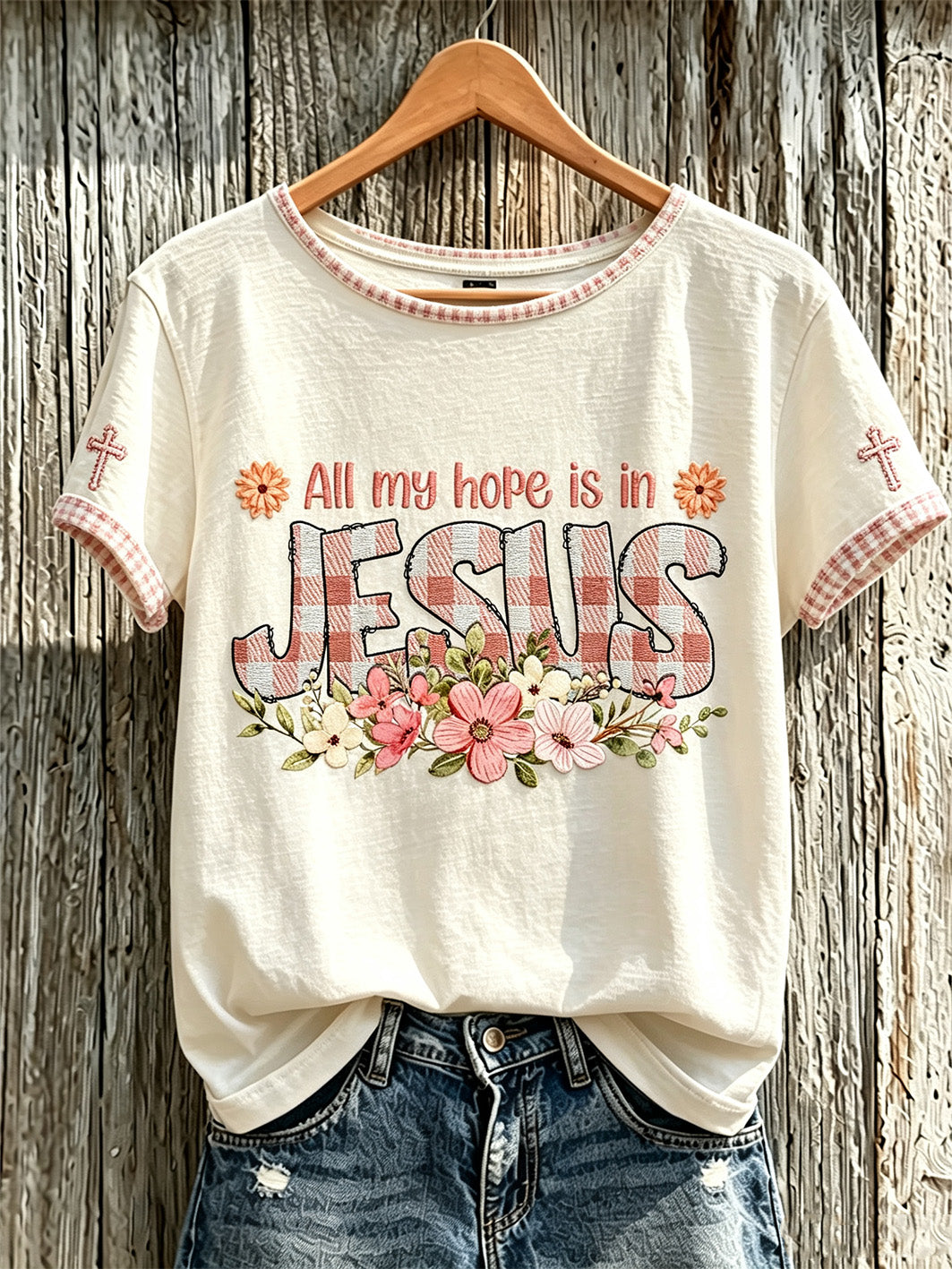 Women's faith-themed pattern printed casual short-sleeve T-shirt