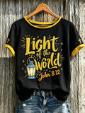 Women's faith-themed fun slogan pattern printed casual short-sleeve T-shirt