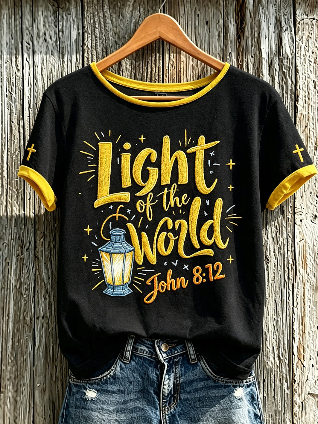 Women's faith-themed fun slogan pattern printed casual short-sleeve T-shirt
