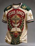 Men's Christian JESUS SAVES Cross Short Sleeve T-shirt