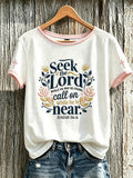 Women's faith-themed fun slogan pattern printed casual short-sleeve T-shirt