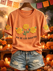 Women's Mexican Retro Day Of The Dead Print Short-sleeved T-shirt