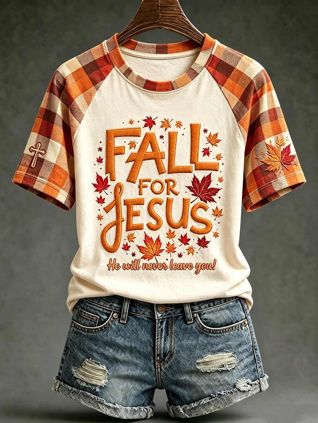 Women's autumn theme belief slogan pattern printed casual short-sleeve T-shirt