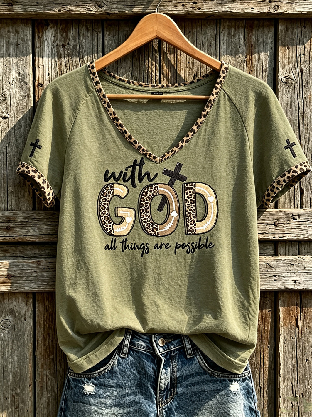 Women's faith-themed fun pattern printed casual short-sleeve T-shirt