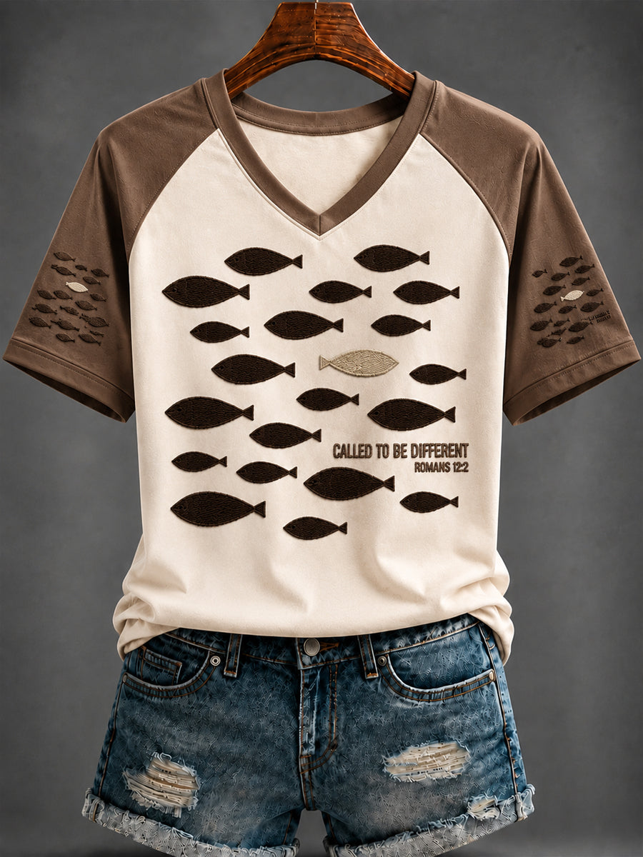 Women's Faith Printed V-neck T-shirt
