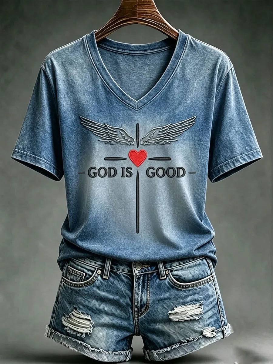 Women's Faith Printed V-neck T-shirt