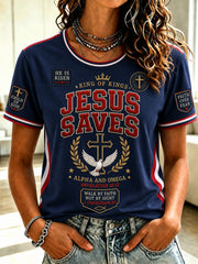 Women's Christian JESUS SAVES Cross Short Sleeve T-shirt