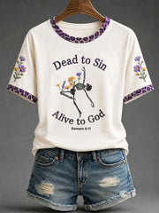 Women's 'Dead To Sin Alive To God' Romans 6：11 Faith Halloween Casual T-shirt