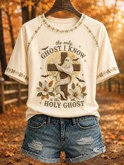 Women's Christian Ghost Print Casual T-Shirt