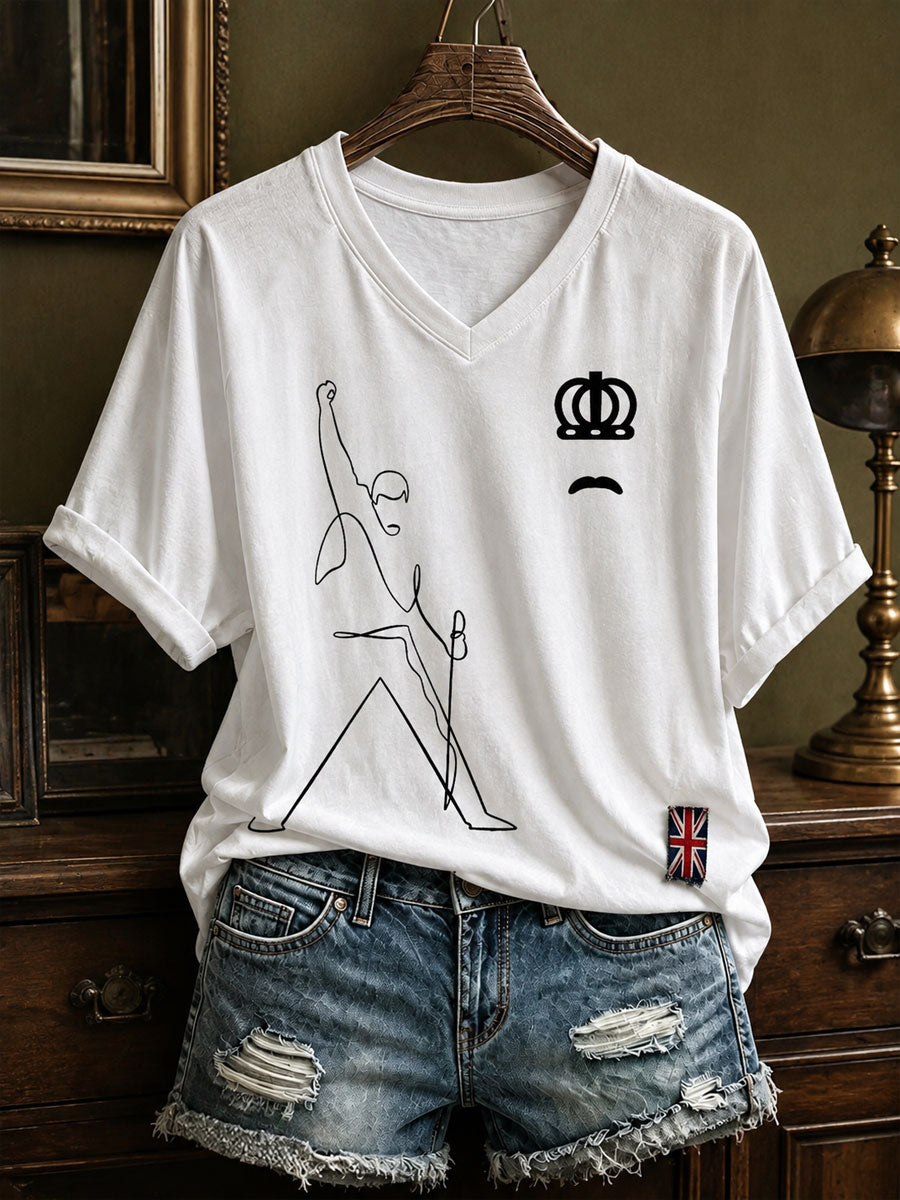 Women's UK Music Lover Art Printed T-shirt