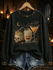 Women's Halloween Rum Printed Regular Sweatshirt