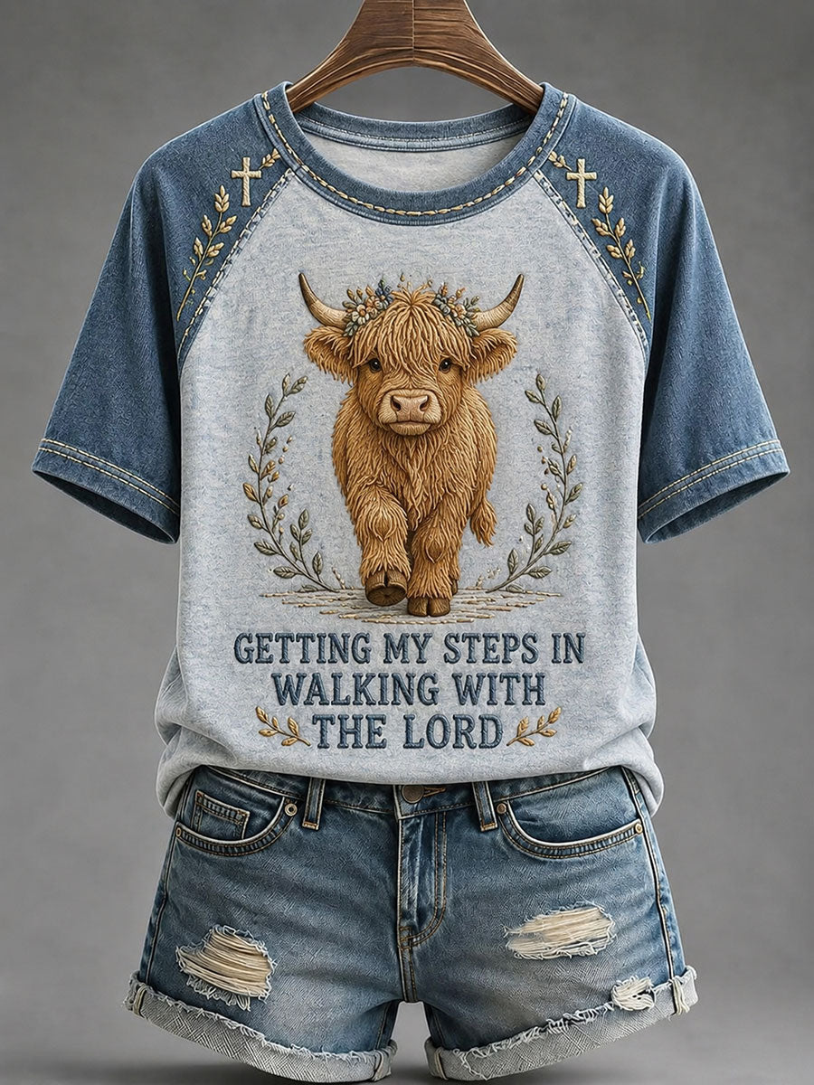 Women's Getting My Steps In Walking With The Lord Short Sleeve T-shirt