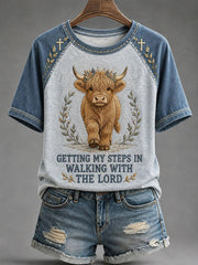 Women's Getting My Steps In Walking With The Lord Short Sleeve T-shirt