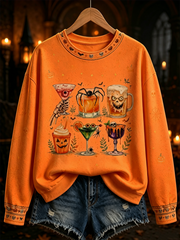 Women's Halloween Rum Printed Regular Sweatshirt