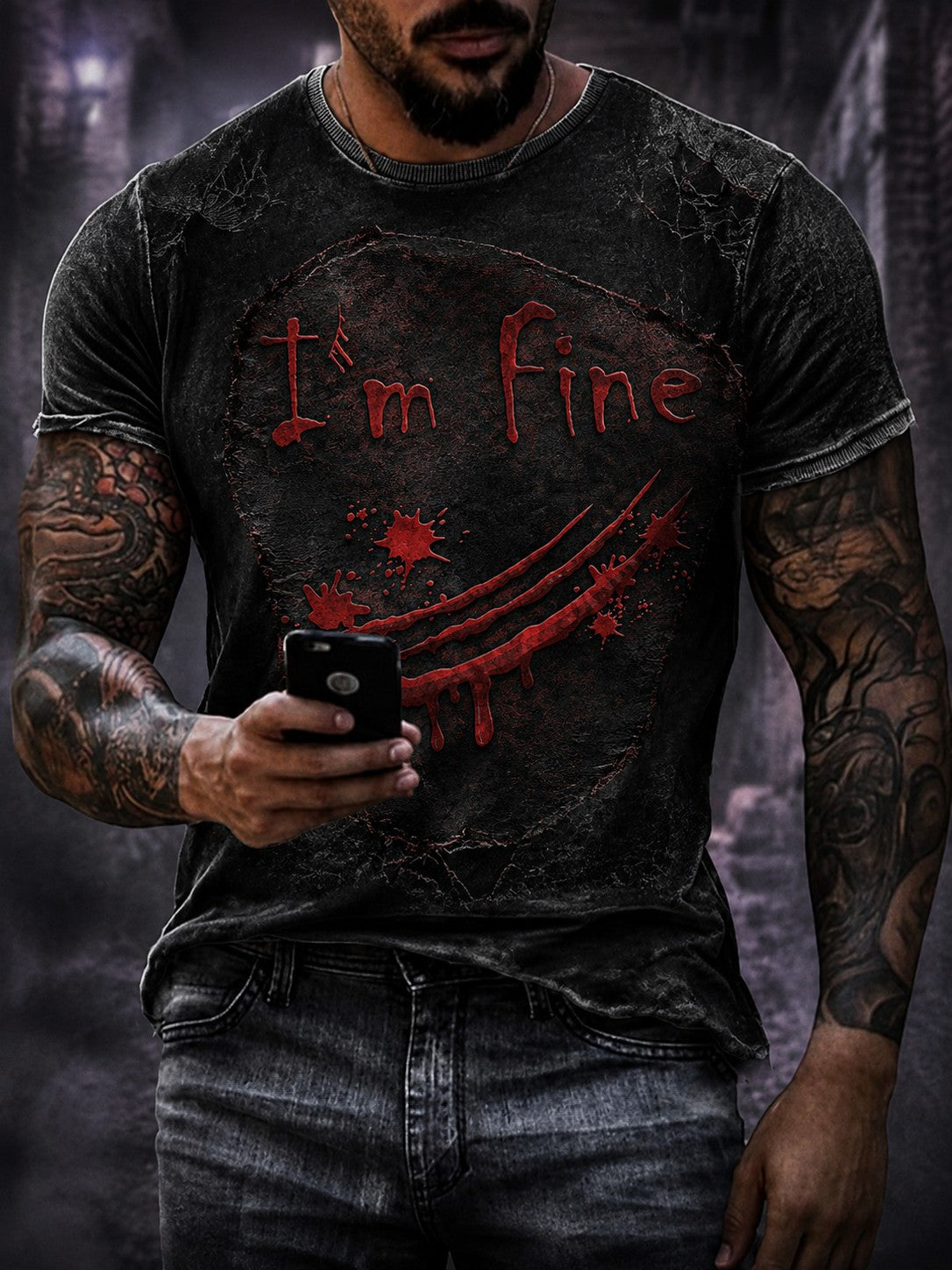 Men's I'm Fine Printed T-shirt
