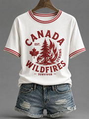 Women's Canada Wildfire Print Casual T-Shirt