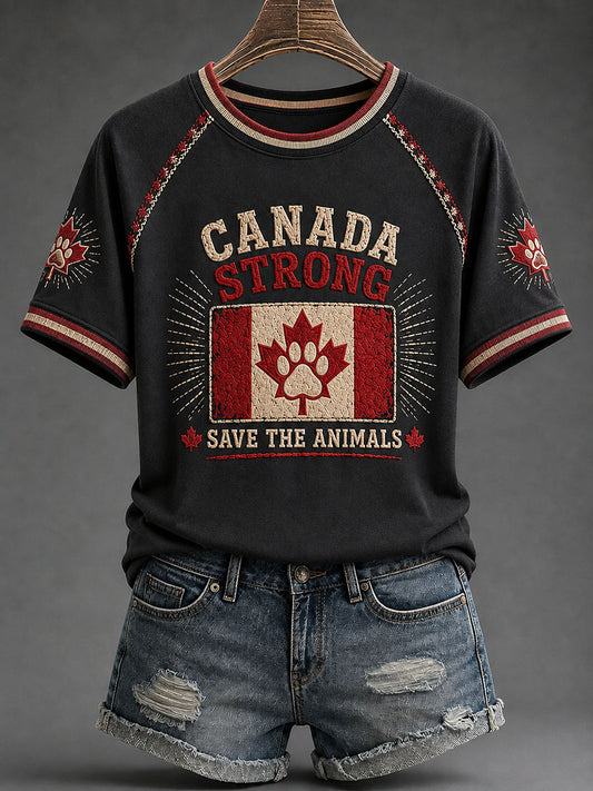 Women's Canada Strong Printed Casual T-Shirt