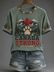 Women's Canada Strong Printed Casual T-Shirt