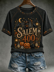 Women's Vintage Halloween O-neck Short Sleeve T-shirt