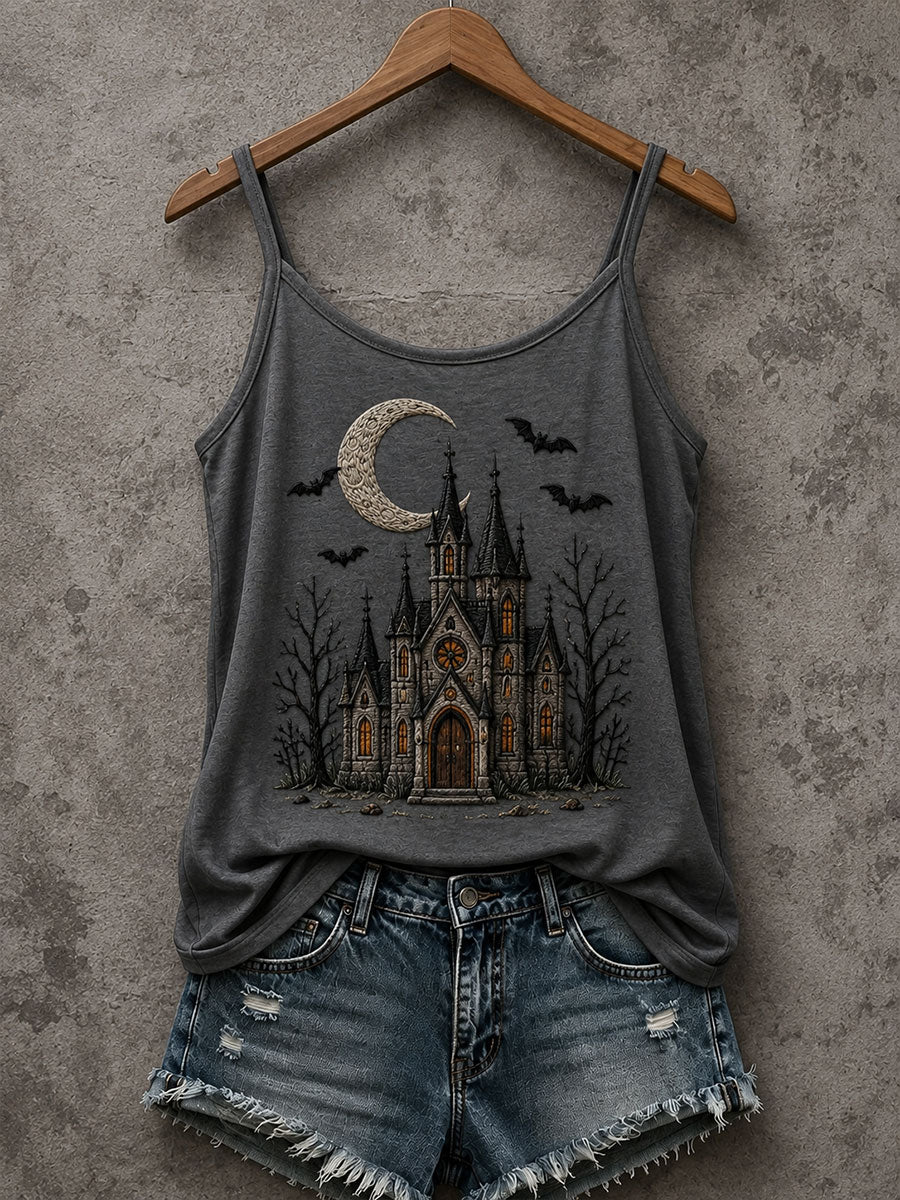 Women's Gothic Style House Print  Tank Top