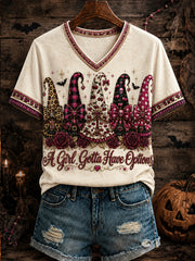Women's Halloween “A GIRL'S GOTTA HAVE OPTIONS” Printed V-neck T-shirt