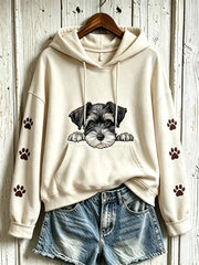 Women's cute dog pattern printed casual hoodie
