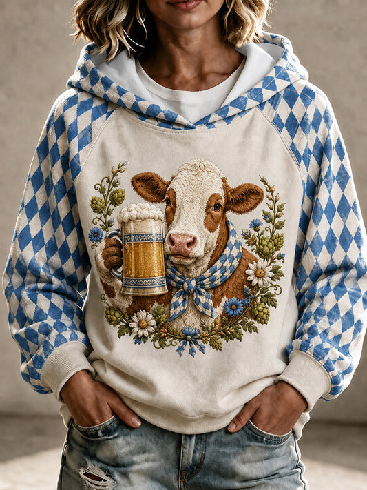 Women's Floral Cottagecore Cow Print Sweatshirt