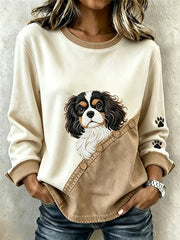Women's cute dog pattern printed casual sweatshirt