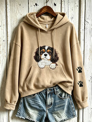 Women's cute dog pattern printed casual hoodie