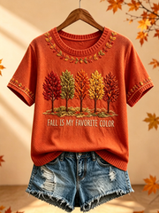 Women's Fall Is My Favorite Color short-sleeved Faux-knit