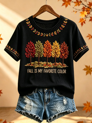 Women's Fall Is My Favorite Color short-sleeved Faux-knit