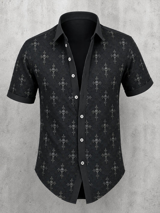 Men's Gothic Skull Cross Shirt