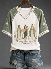 Women's Pray Like A Mom Catholic Faith Casual T-shirt