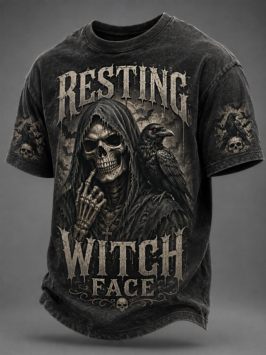 Men's Halloween Skull Print Casual Tee