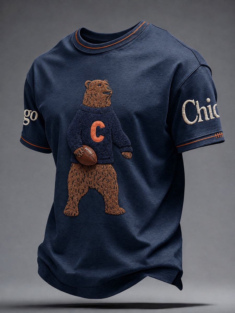 Men's Chicago Football Lover  Art Printed T-shirt