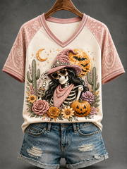 Women's Western Witch V-neck Off-shoulder Short-sleeved T-shirt