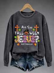 Women's Are You Fall-O-Ween Jesus Halloween Christian Scary Pumpkins polyester sweatshirt