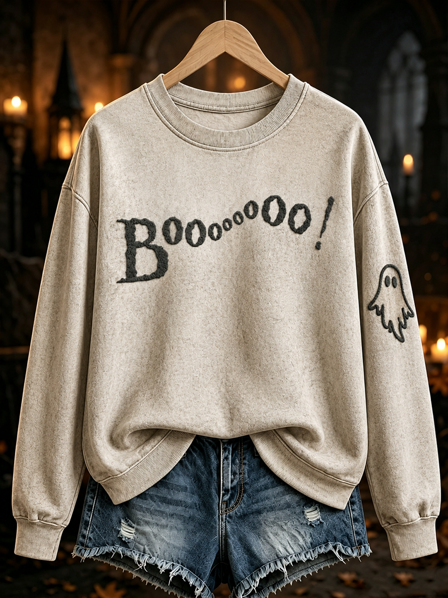 Women's Halloween ghost print Regular Sweatshirt