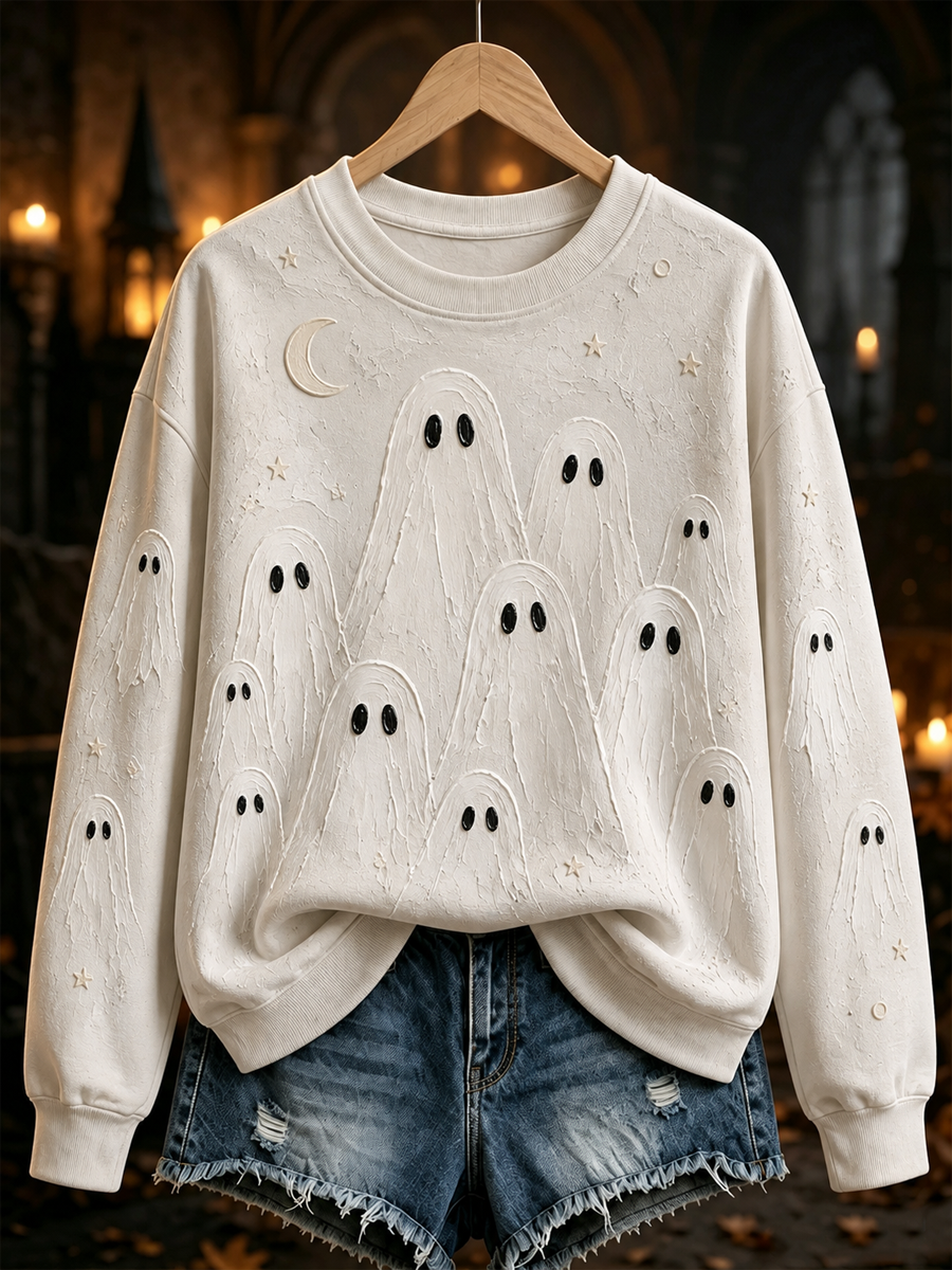 Women's Halloween ghost print Regular Sweatshirt