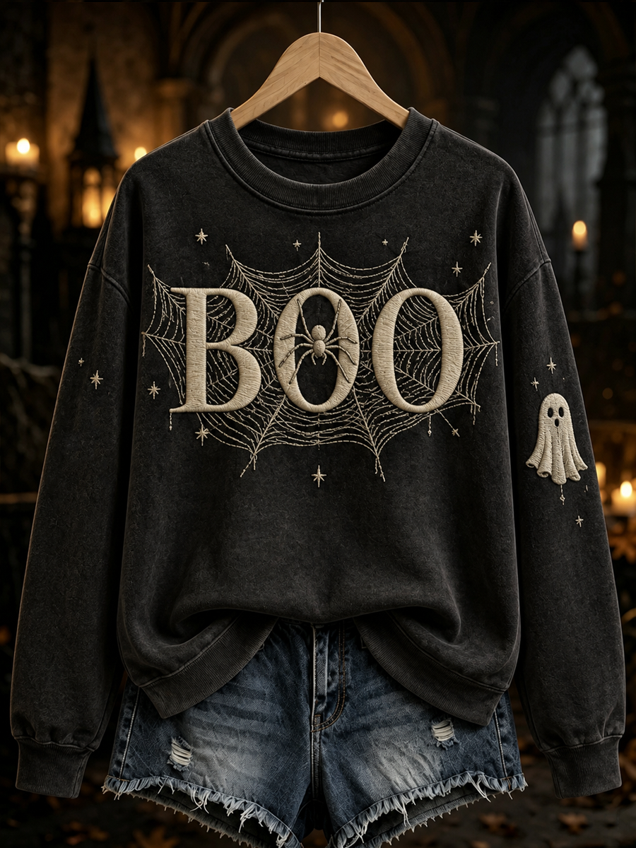 Women's Halloween ghost print Regular Sweatshirt