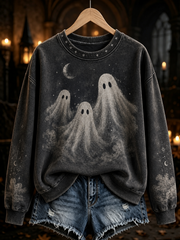 Women's Halloween ghost print Regular Sweatshirt