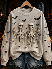 Women's Halloween ghost Skull print Regular Sweatshirt