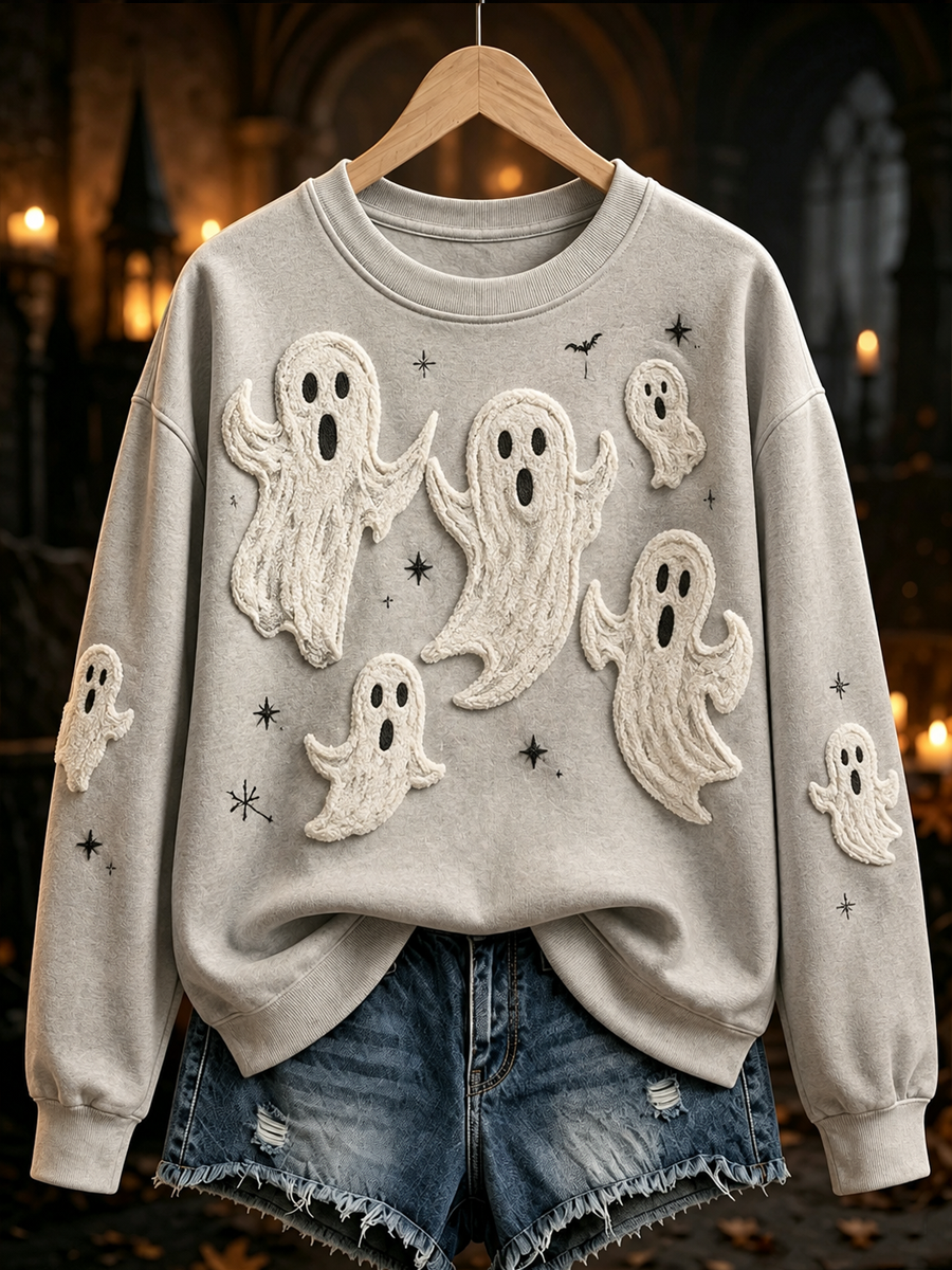 Women's Halloween ghost print Regular Sweatshirt
