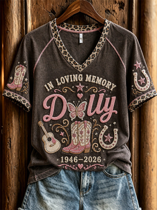 Women's Country Music Legend Print Memorial short-sleeved T-shirt