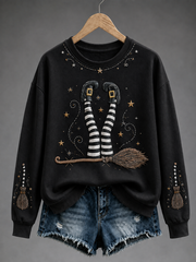 Women's Halloween witch print Regular Sweatshirt