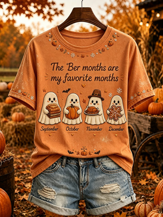 Women's Vintage The Ber Months Are My Favorite Months Print Short-sleeved T-shirt