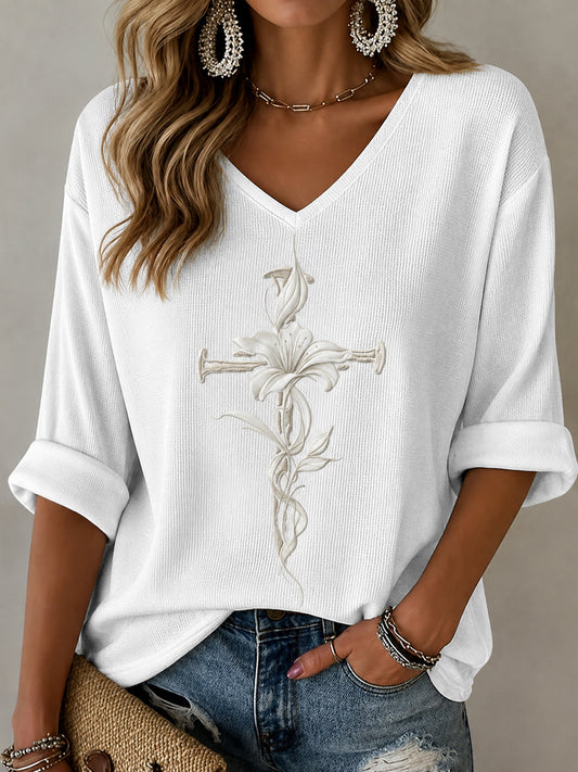 Women's Faith Print Casual T-shirt