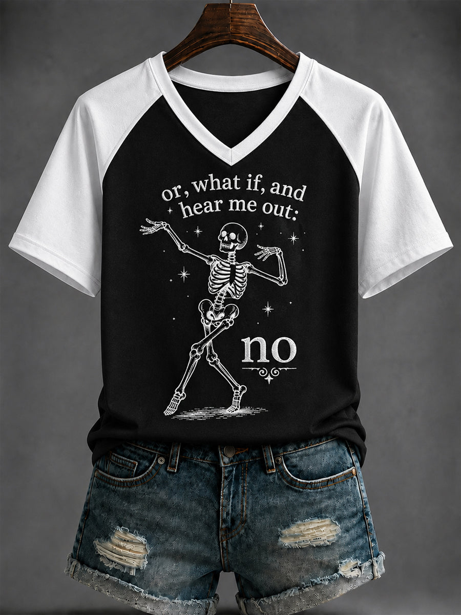 Women's Halloween Printed V-neck T-shirt