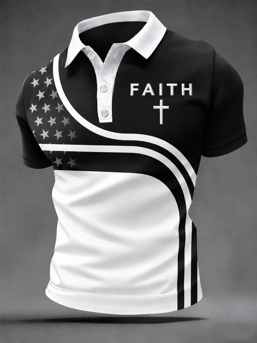 Men's Faith Cross Print Polo