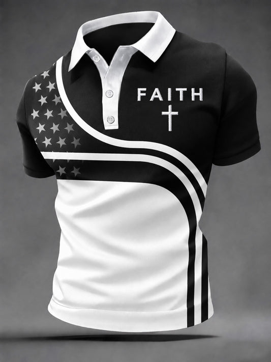 Men's Faith Cross Print Polo